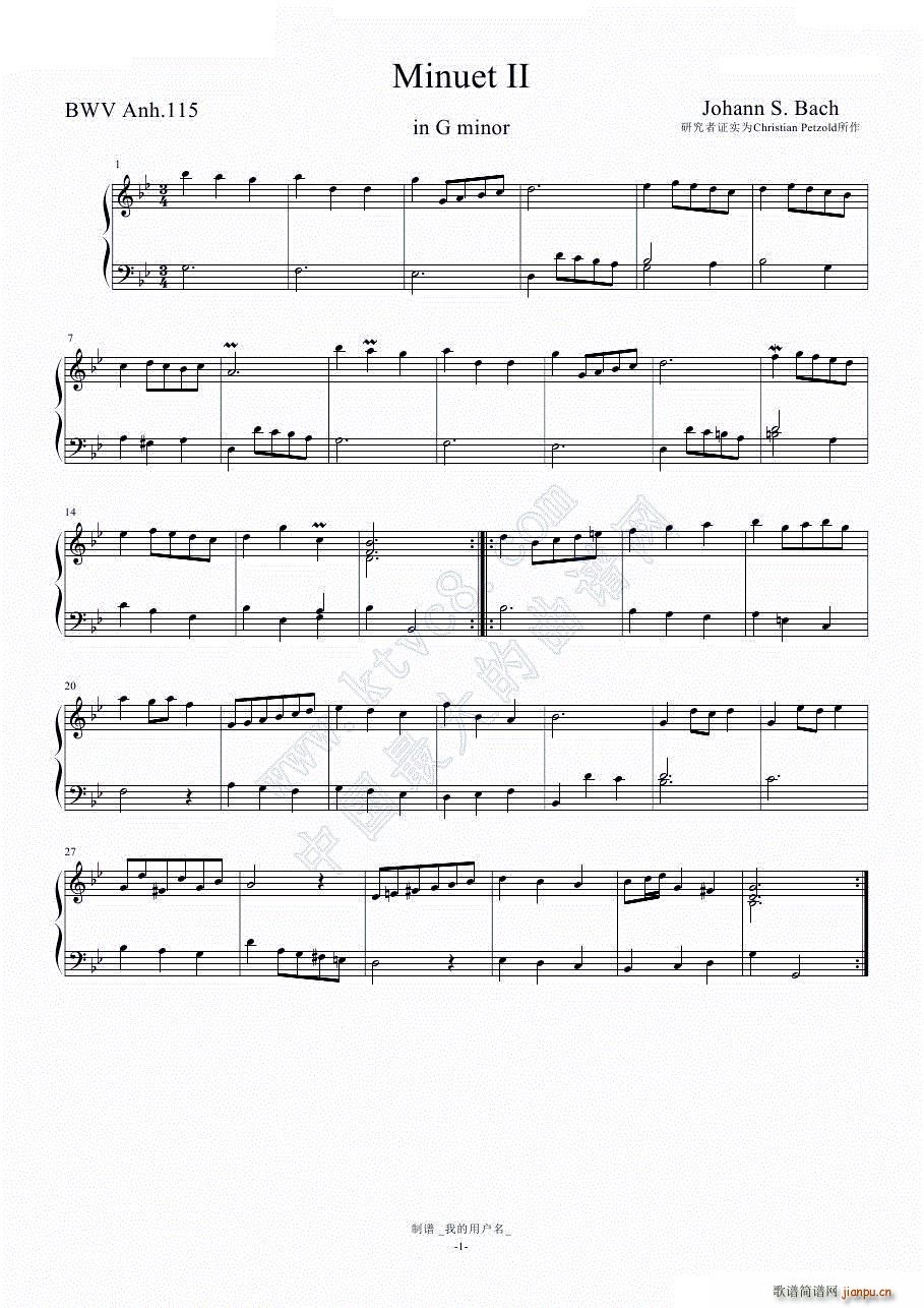 g小调小步舞曲_巴赫 Bach1