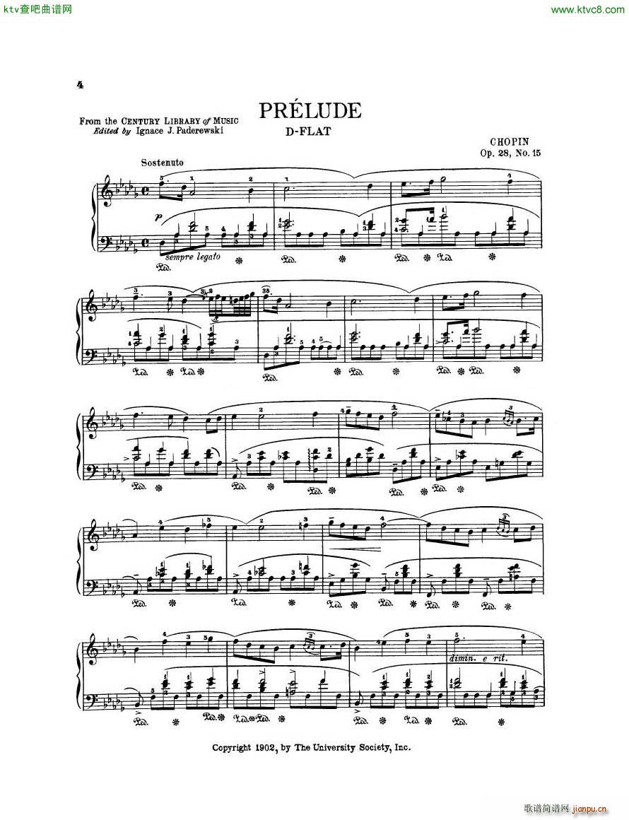 Chopin Op 28 No 15 Prélude in Db major1