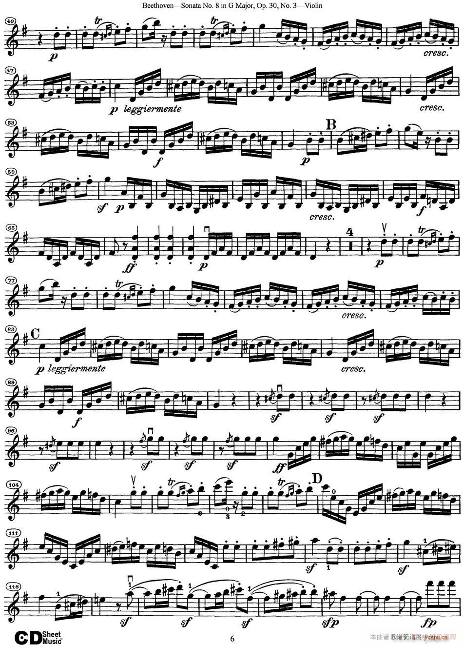 Violin Sonata No 8 in G Major Op 30 No 36