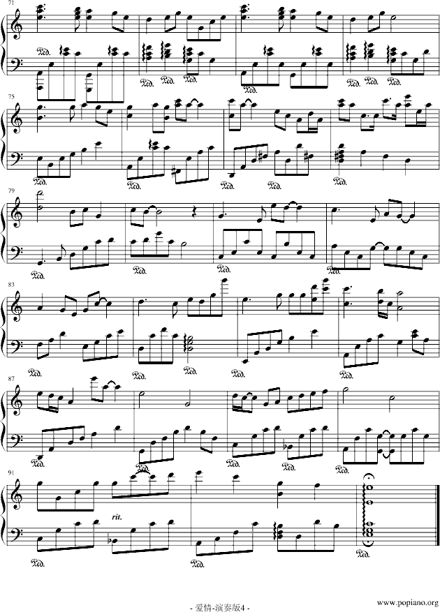 爱情-钢琴谱(钢琴曲)-莫文蔚4