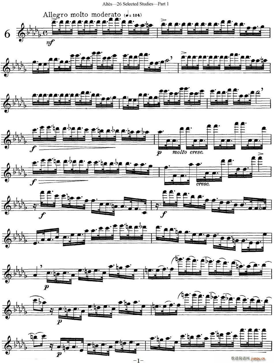 阿尔泰斯26首精选长笛练习曲(NO 6)1