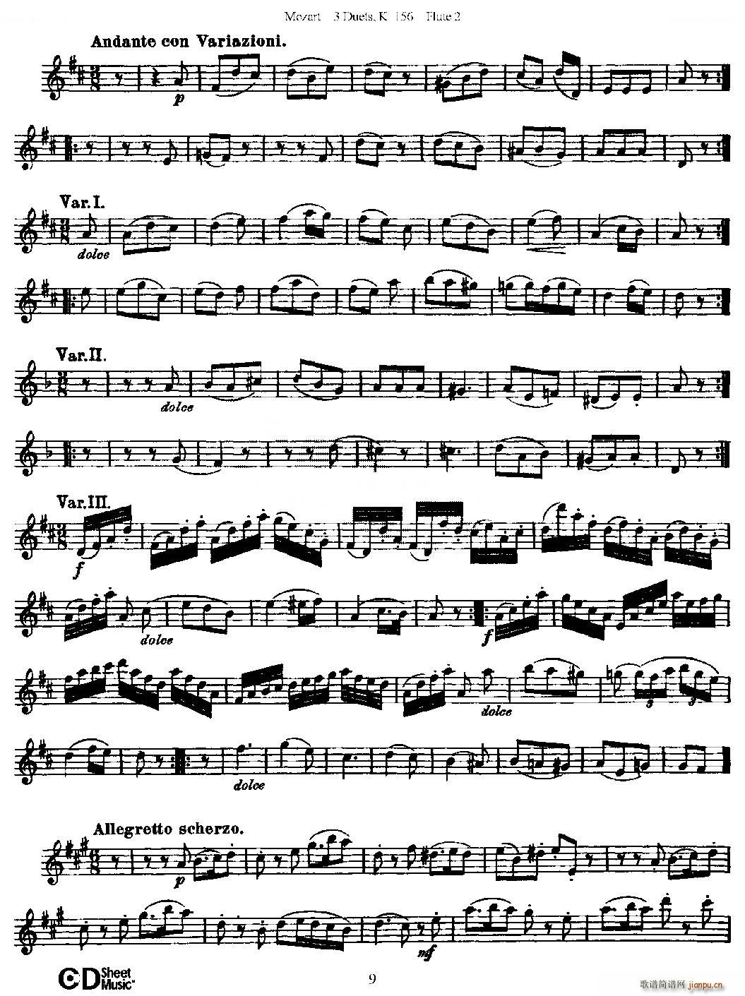 3 Duets K 156 之第二长笛（二重奏三首 K156号） 铜管9