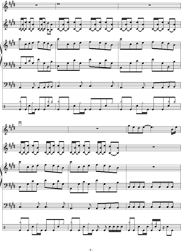 埃克斯-钢琴谱(钢琴曲)-血腥残阳8