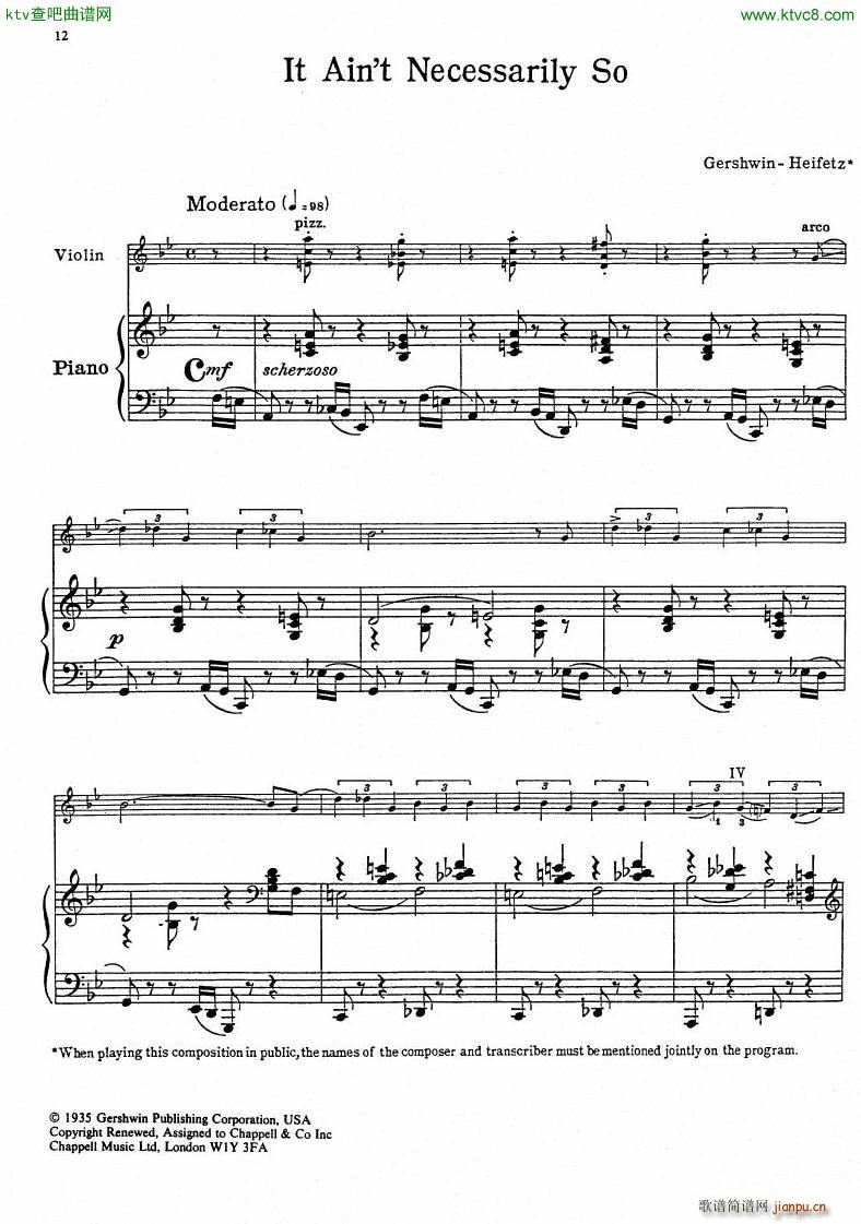 Gershwin Heifetz 4 Pieces from Porgy Bess9