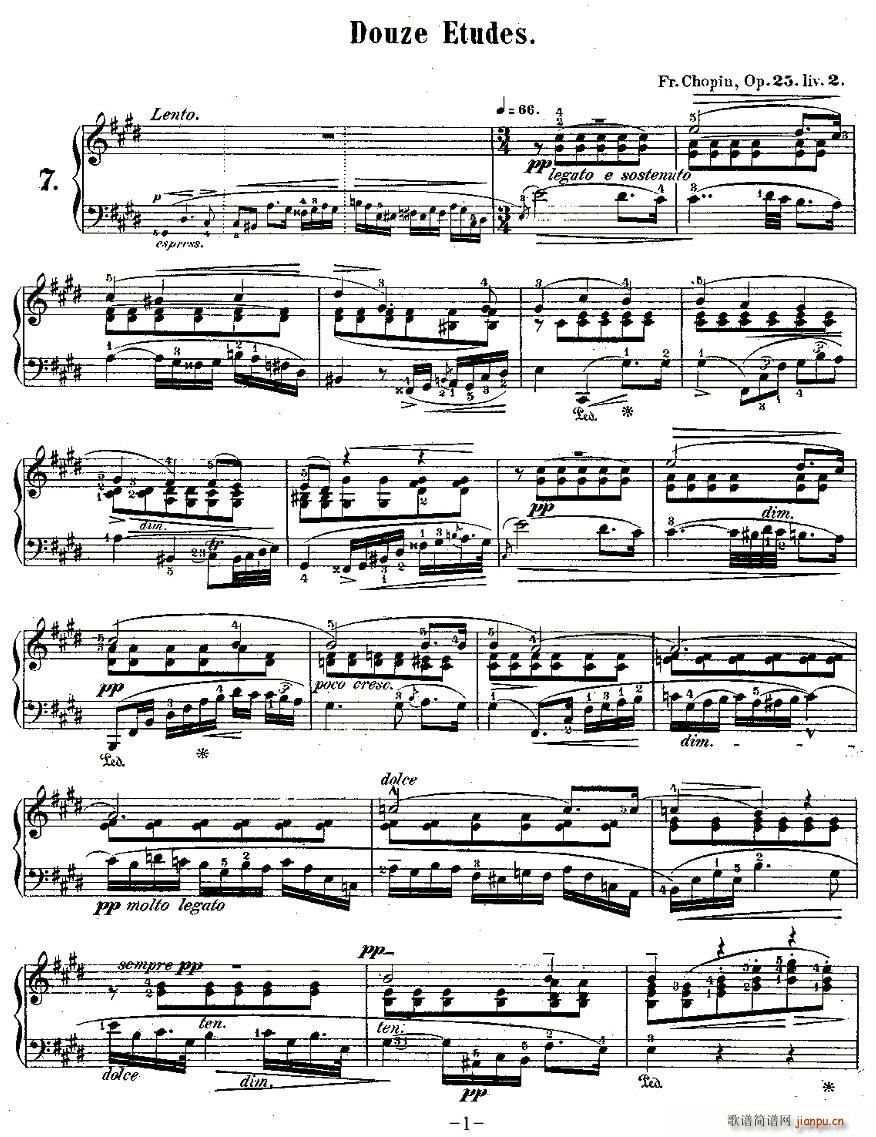肖邦钢琴练习曲，Op.25之七1