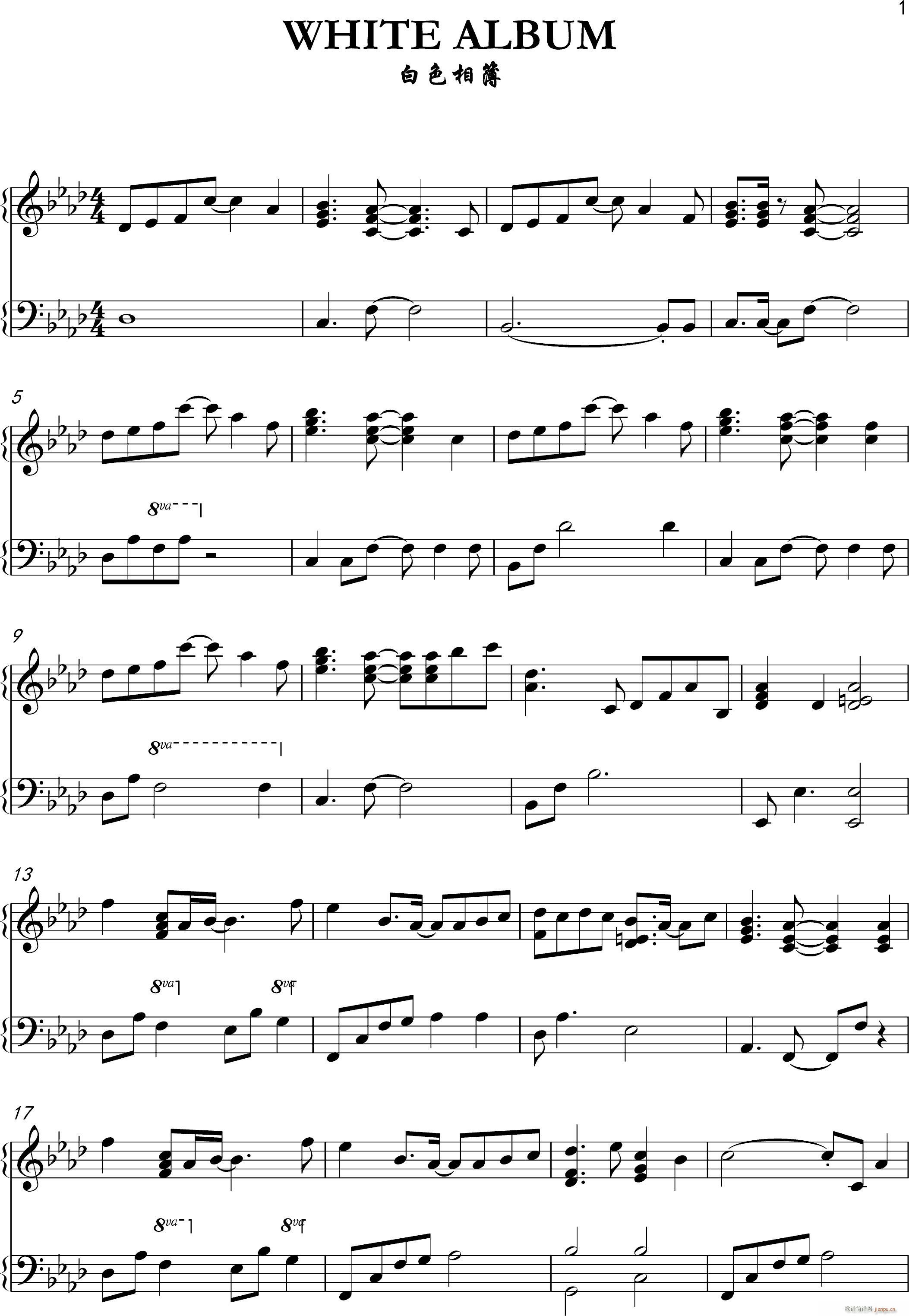 】搬运 修改】白色相簿 White Album 完整钢琴版_森川由绮1