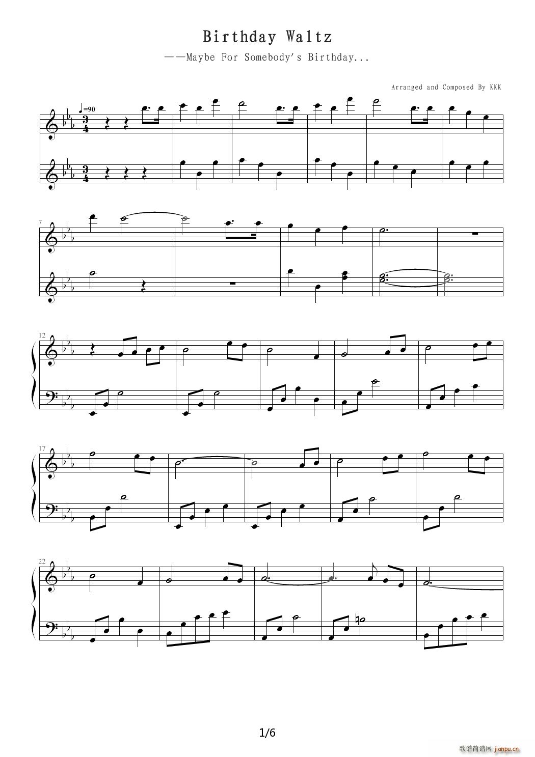 Birthday Waltz 降E调1
