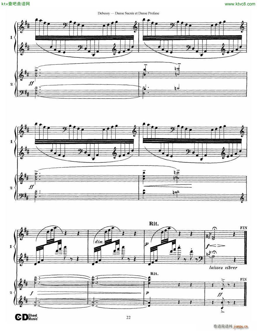 Debussy Danse Sacrée et Danse Profane 2 Piano s2