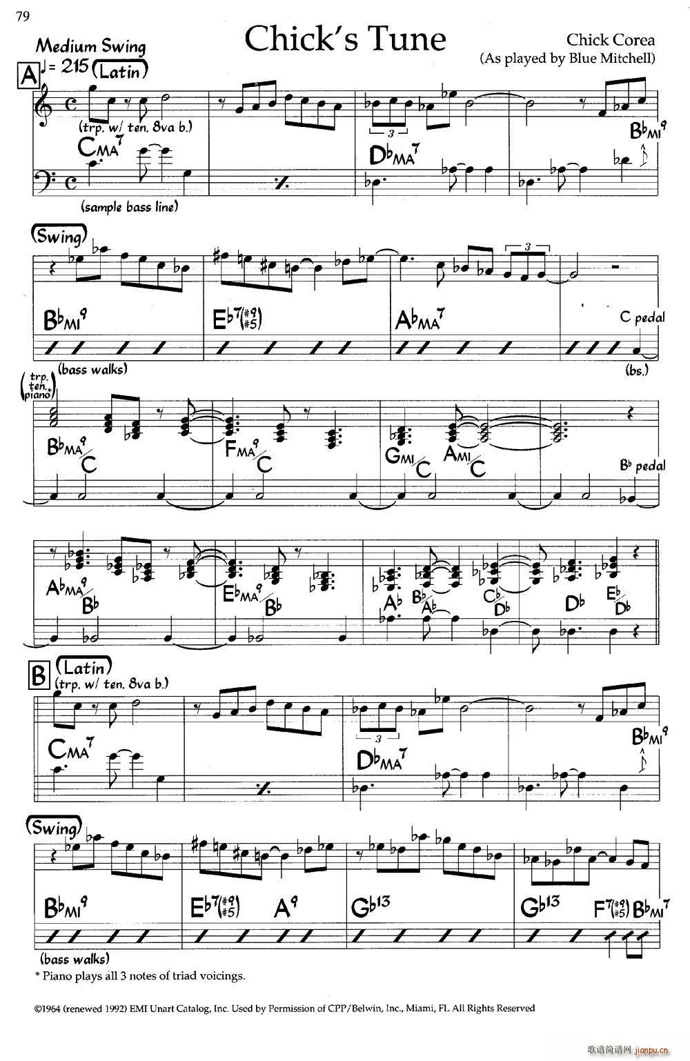 Chick s Tune（爵士钢琴曲）1