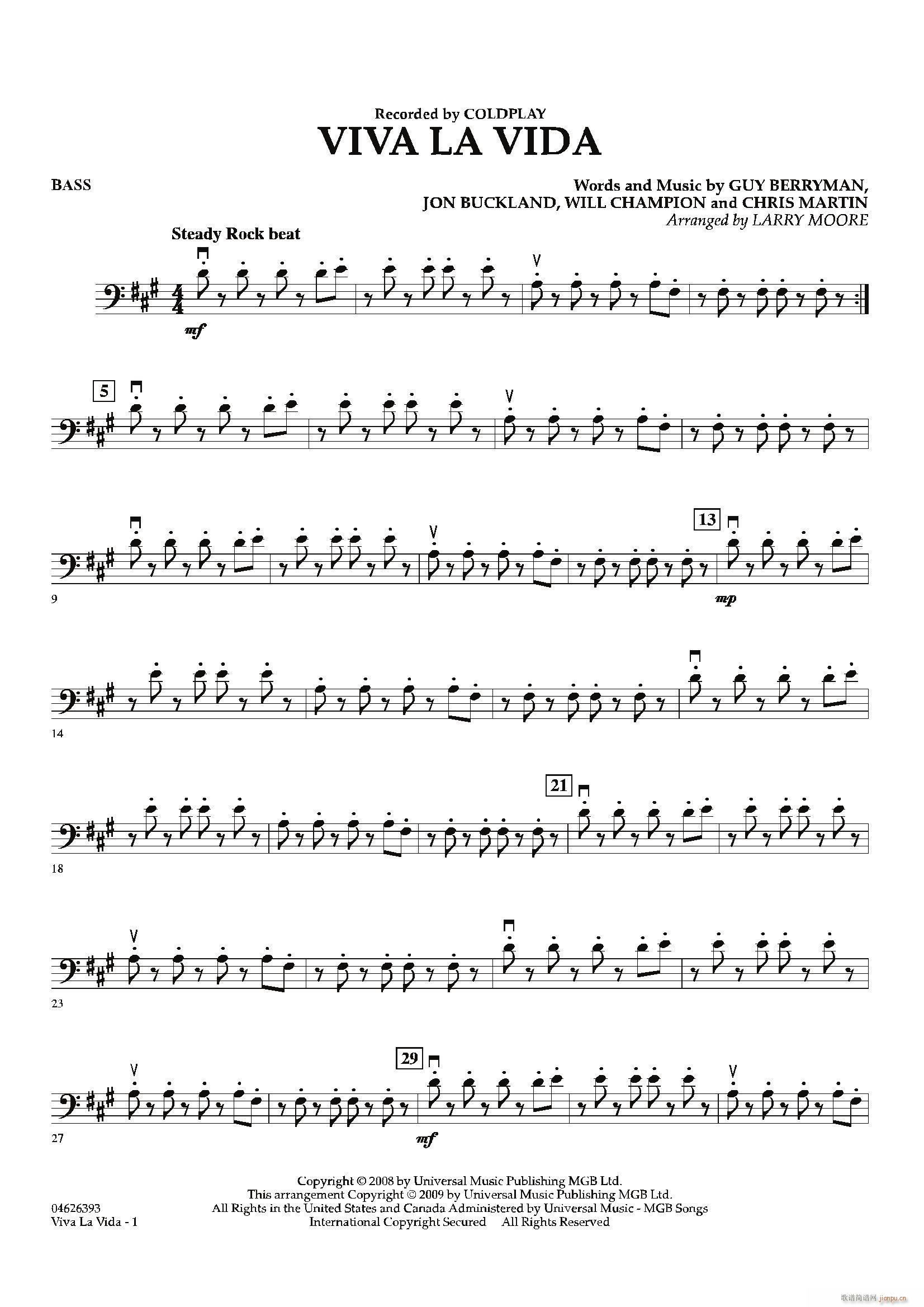 VIVA LA VIDA(贝司分谱)1