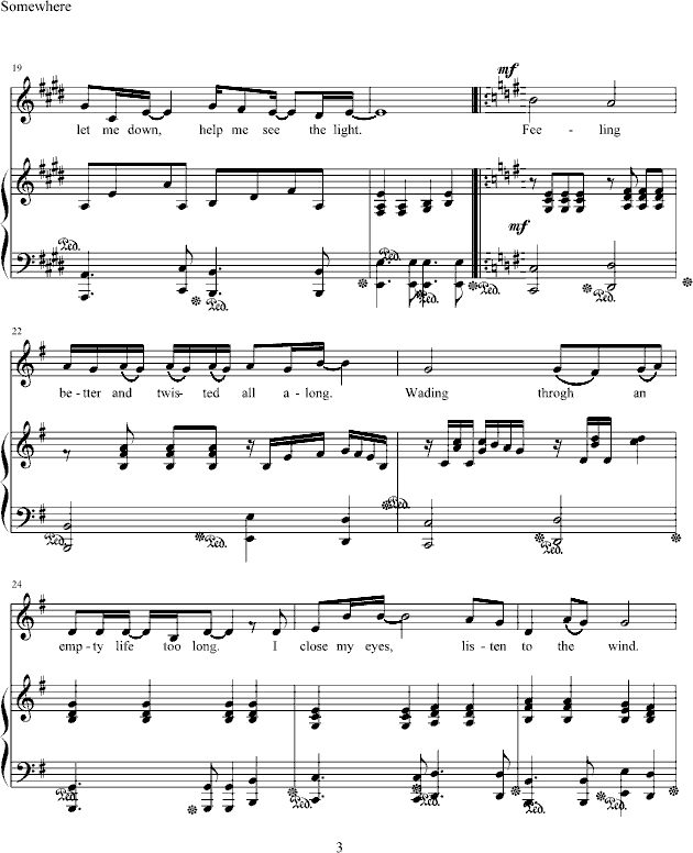 somewhere 弹唱版 -slayers TRY-钢琴谱(钢琴曲)-桑岛法子3
