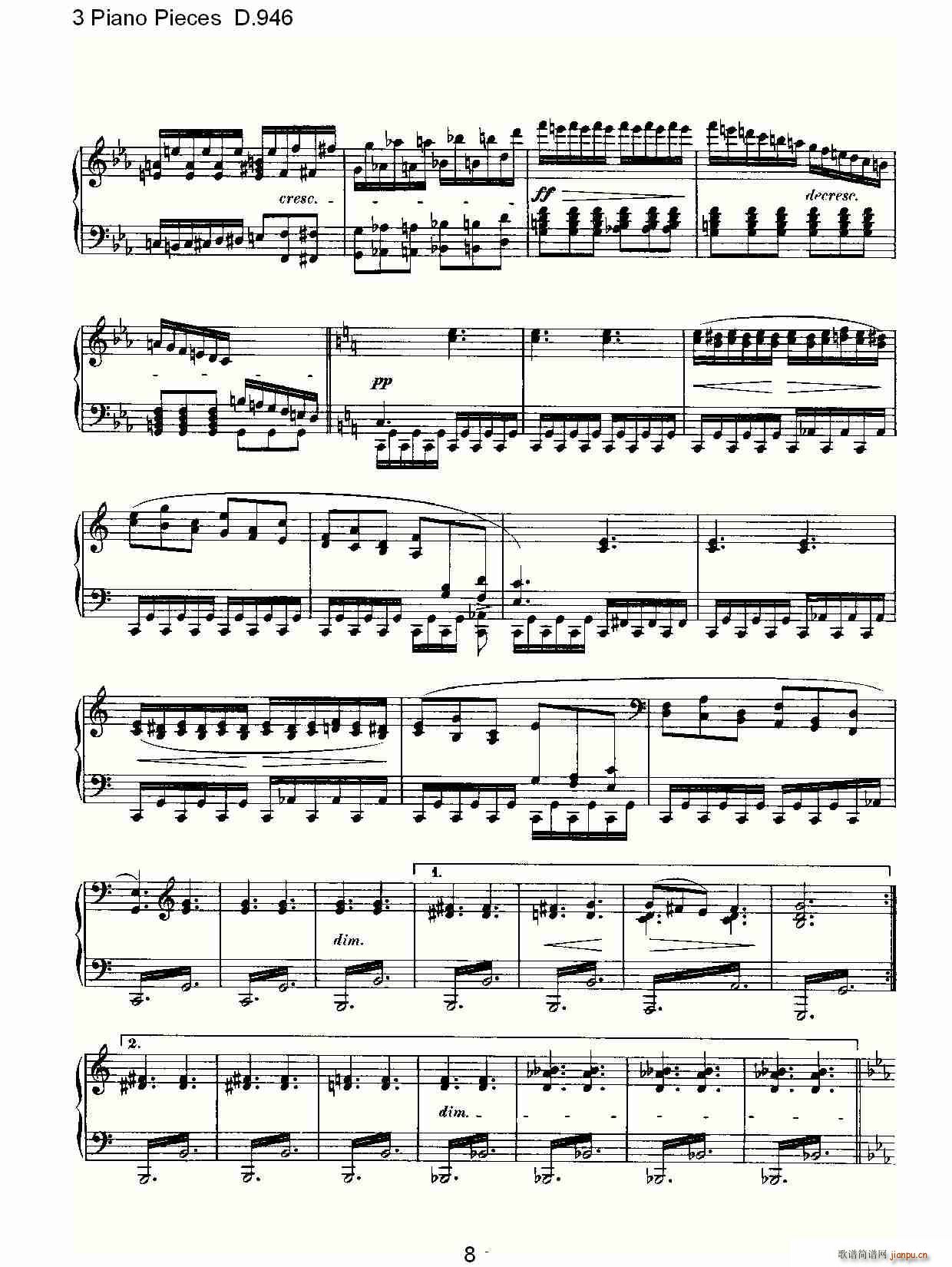 3 Piano Pieces D.946（钢琴三联奏D.946）8