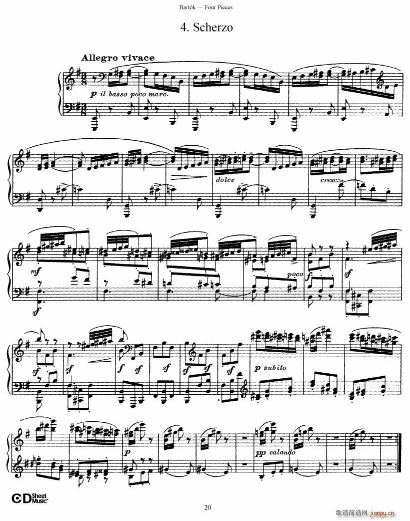 Bartok DD 71 Four Piano Pieces20