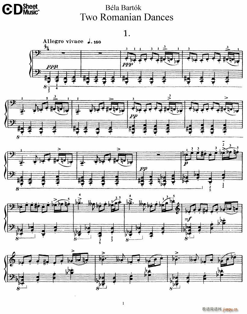 Bartok SZ 43 Two romanian dances op8a1