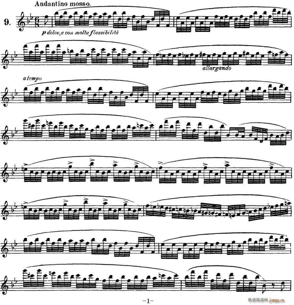 柯勒30首高级长笛练习曲作品75号(NO 9)1