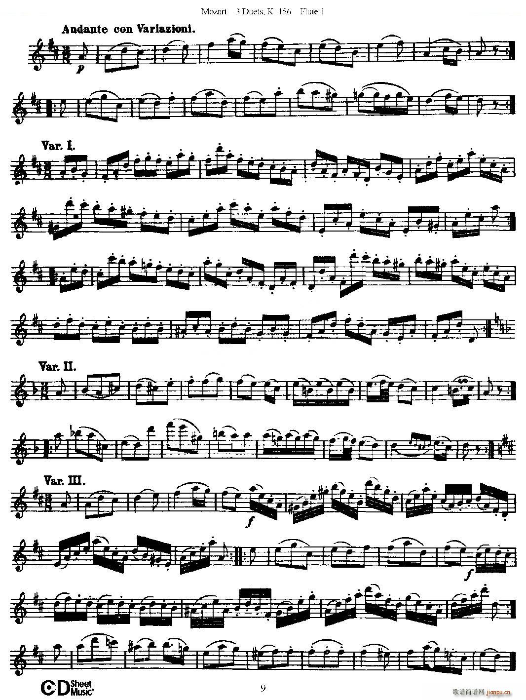 3 Duets K 156 之第一长笛（二重奏三首 K156号） 铜管9
