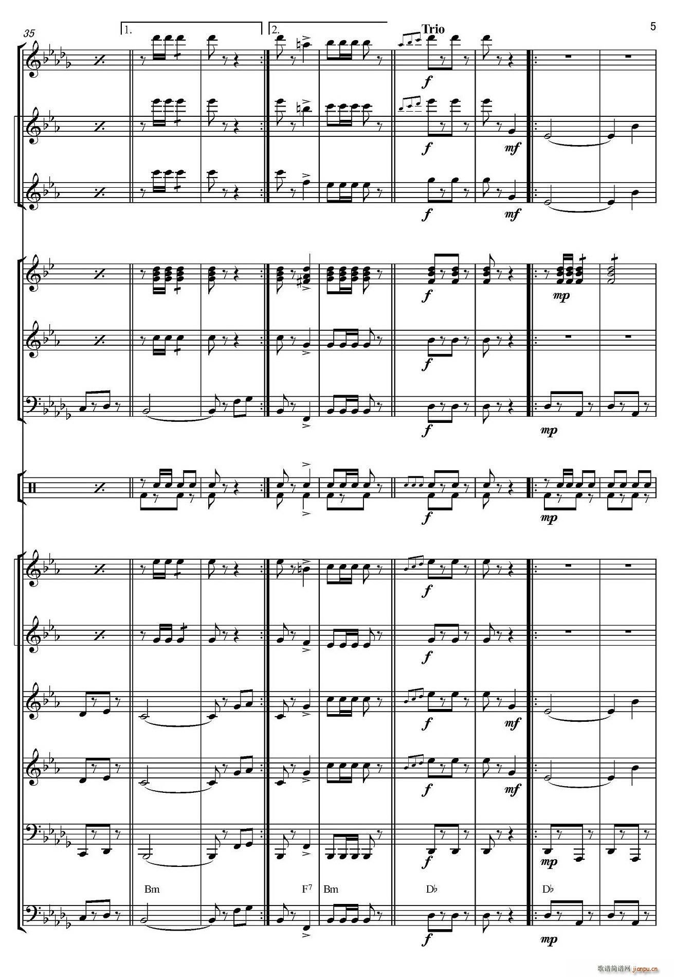 俄罗斯进行曲（marche-834）（合奏、俄罗斯原版谱）5