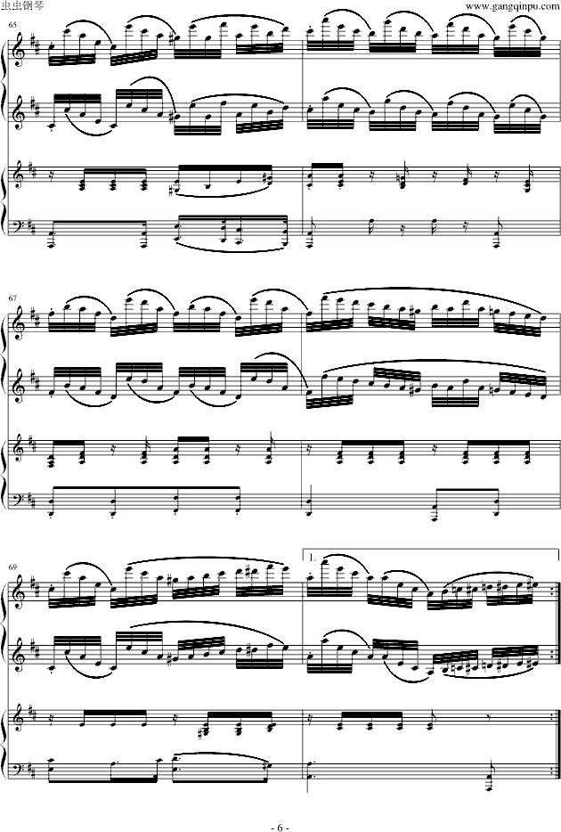 A大调弦乐五重奏“鳟鱼”第四乐章（两架钢琴谱）-钢琴谱(钢琴曲)-舒伯特6