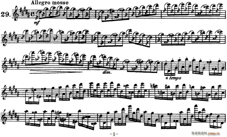 柯勒30首高级长笛练习曲作品75号(NO 29)1