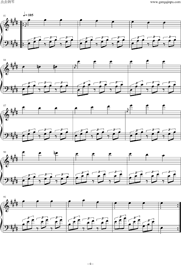 爱的罗曼史-（真正原声带版）-钢琴谱(钢琴曲)-蓝色生死恋6