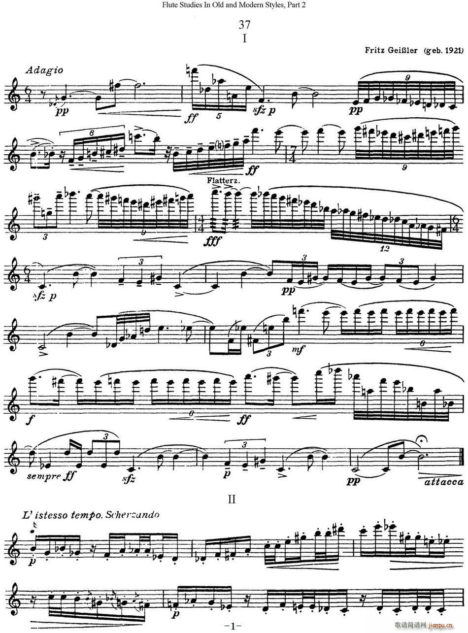 斯勒新老风格长笛练习重奏曲(第二部分)(NO 37)1
