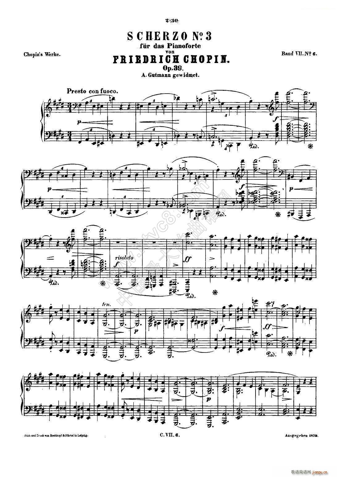肖邦 钢琴谐谑曲 Chopin Scherzo（No 3 升c小调 Op 39）1