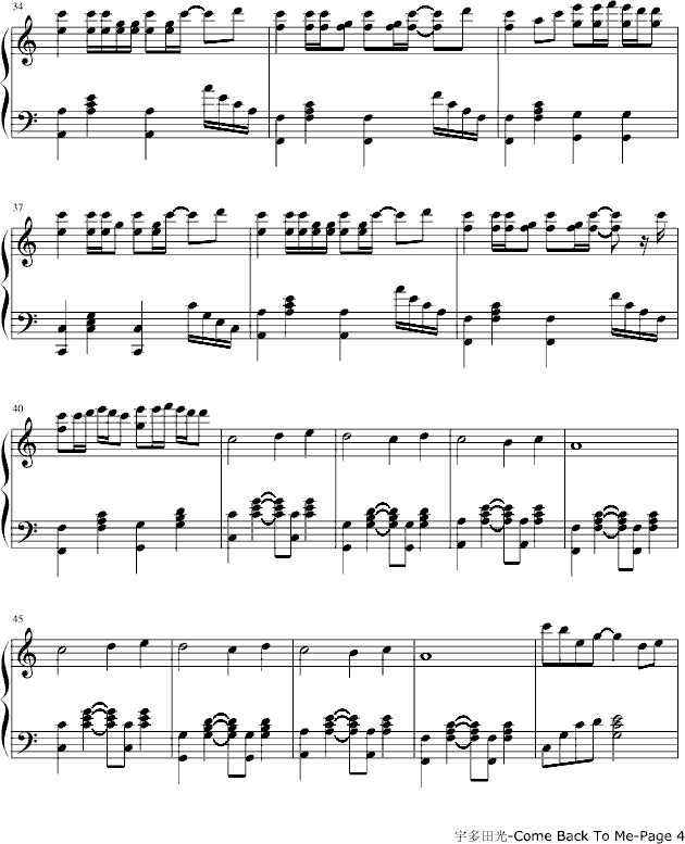 come back to me-钢琴谱(钢琴曲)-宇多田光4