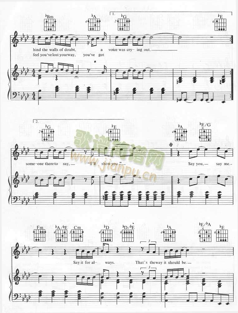 Say You Say Me－Say You Say Me（钢琴谱+吉它和弦）3