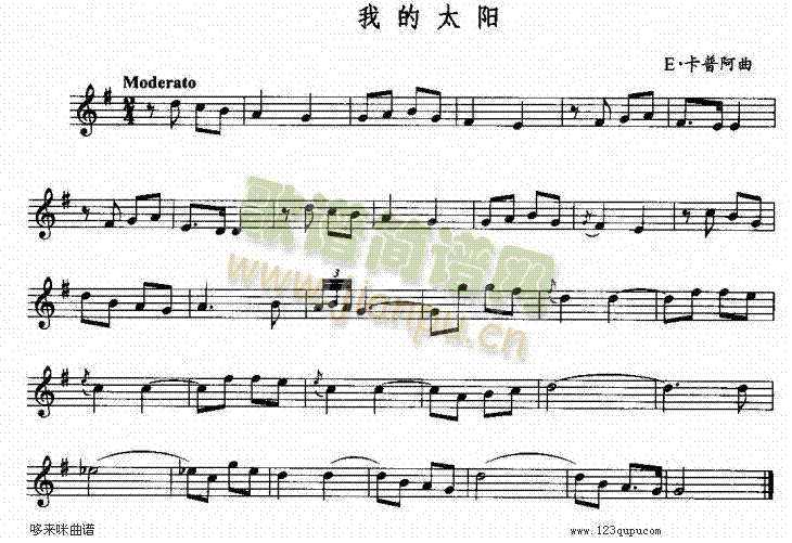 我的太阳-五线谱1