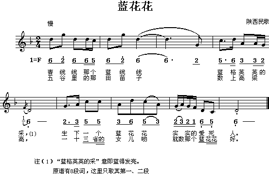 陕西民歌:蓝花花(简线对照)1