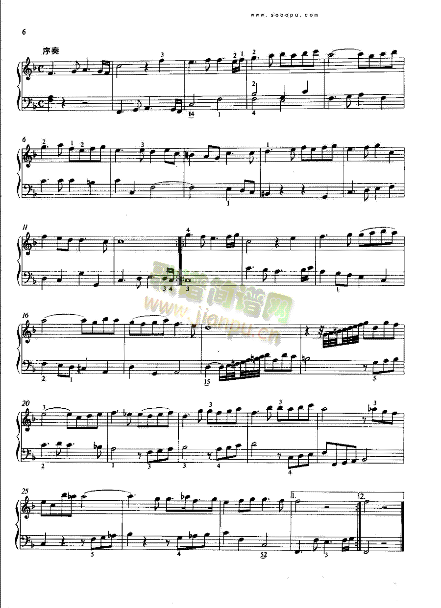F大调序曲BWV820 键盘类 钢琴5
