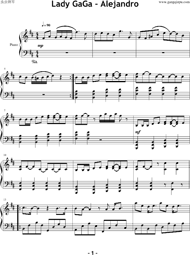 Alejandro-钢琴谱(钢琴曲)-Lady GaGa1
