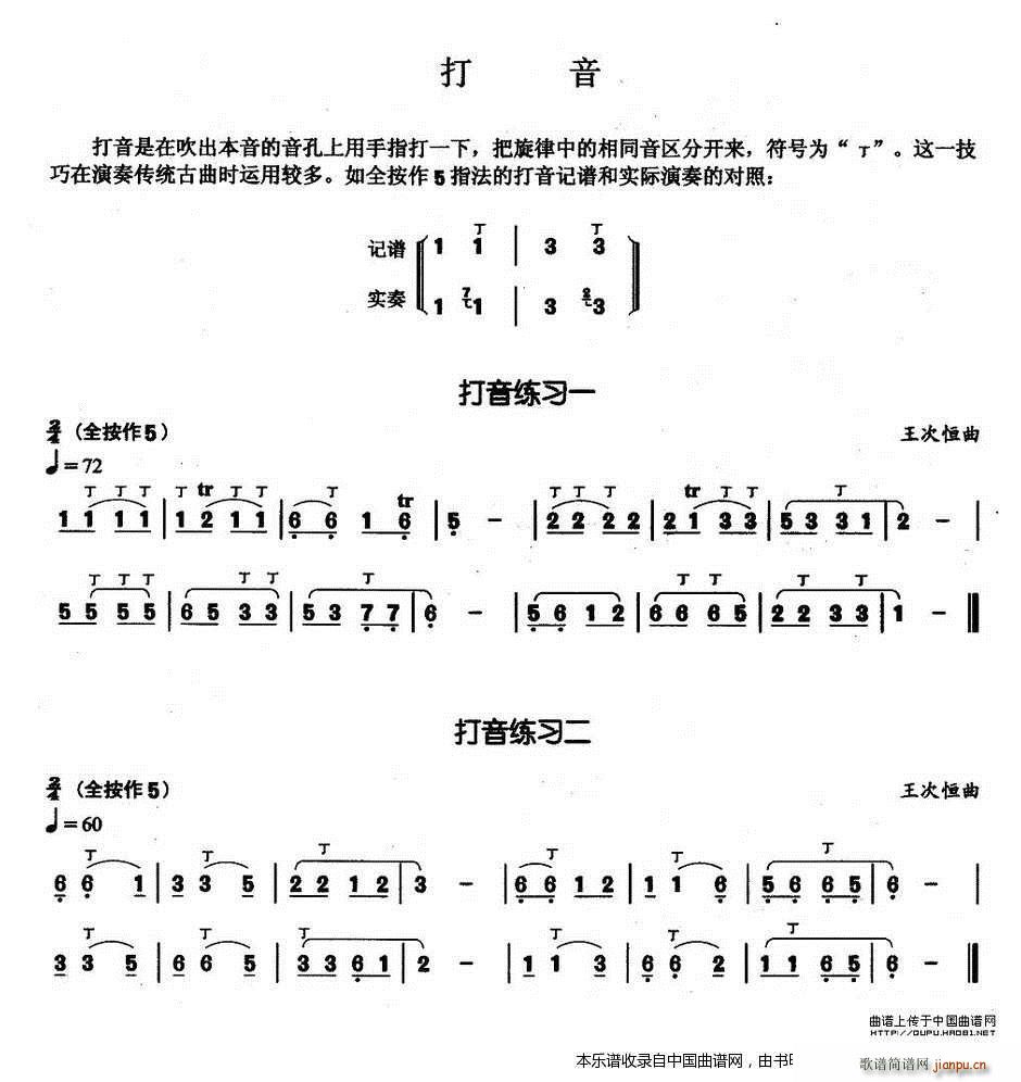 葫芦丝基本技巧练习曲――打音1