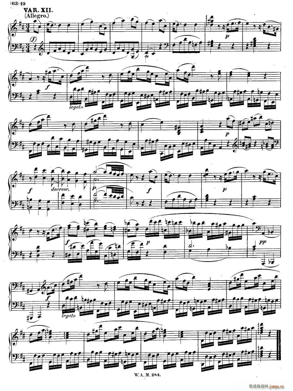 D大调第六钢琴奏鸣曲 KV 28418