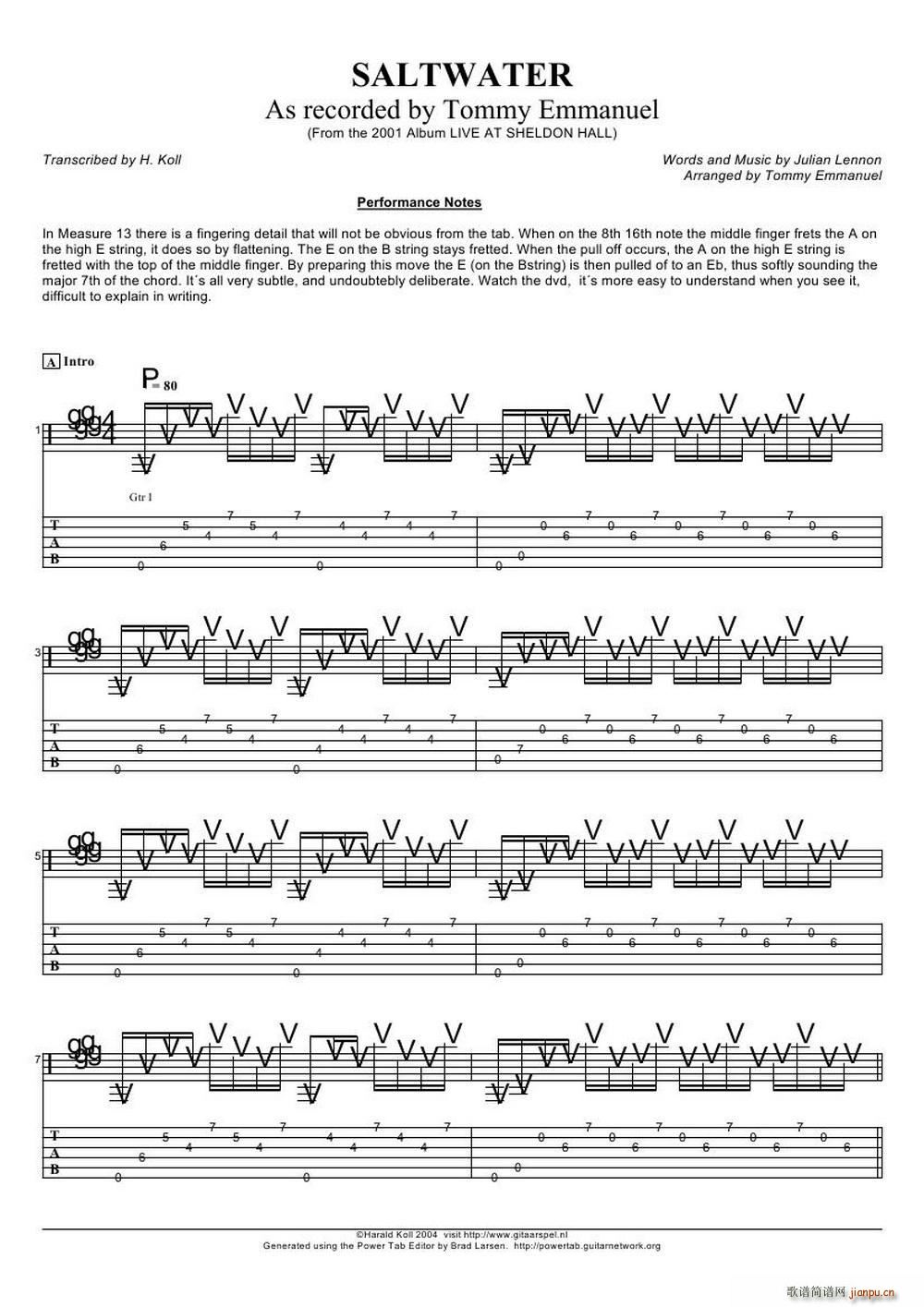 tommy emmanuel saltwater（指弹吉它）1