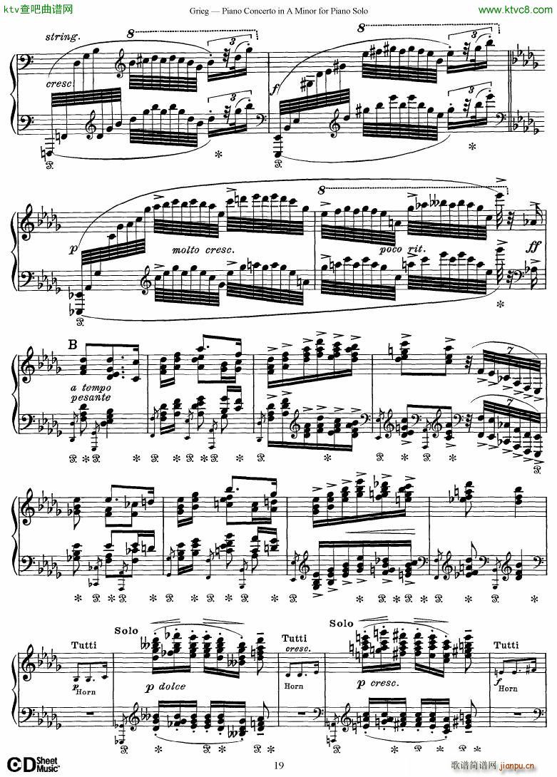 Piano Concerto in A minor Op 16 1868 rev 1907 piano solo arr19