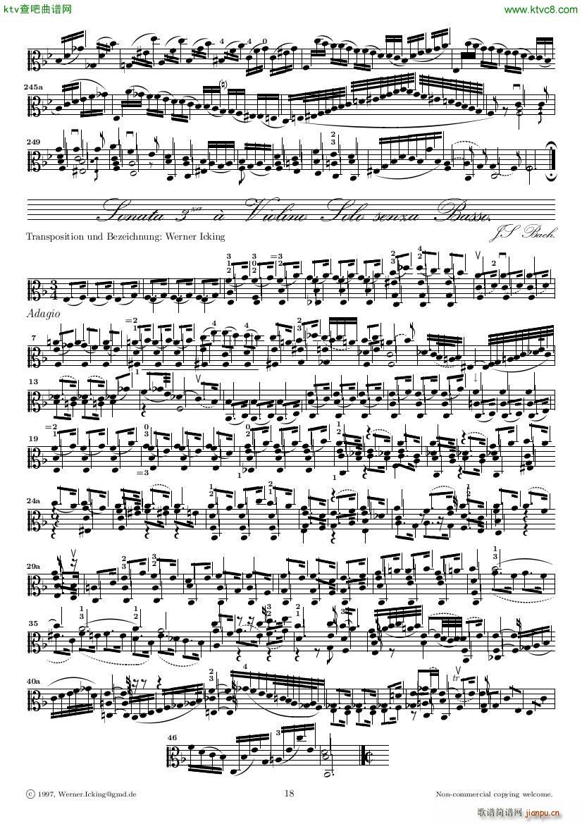 Bach JS BWV 1005 Sonata for Solo Violin in C18