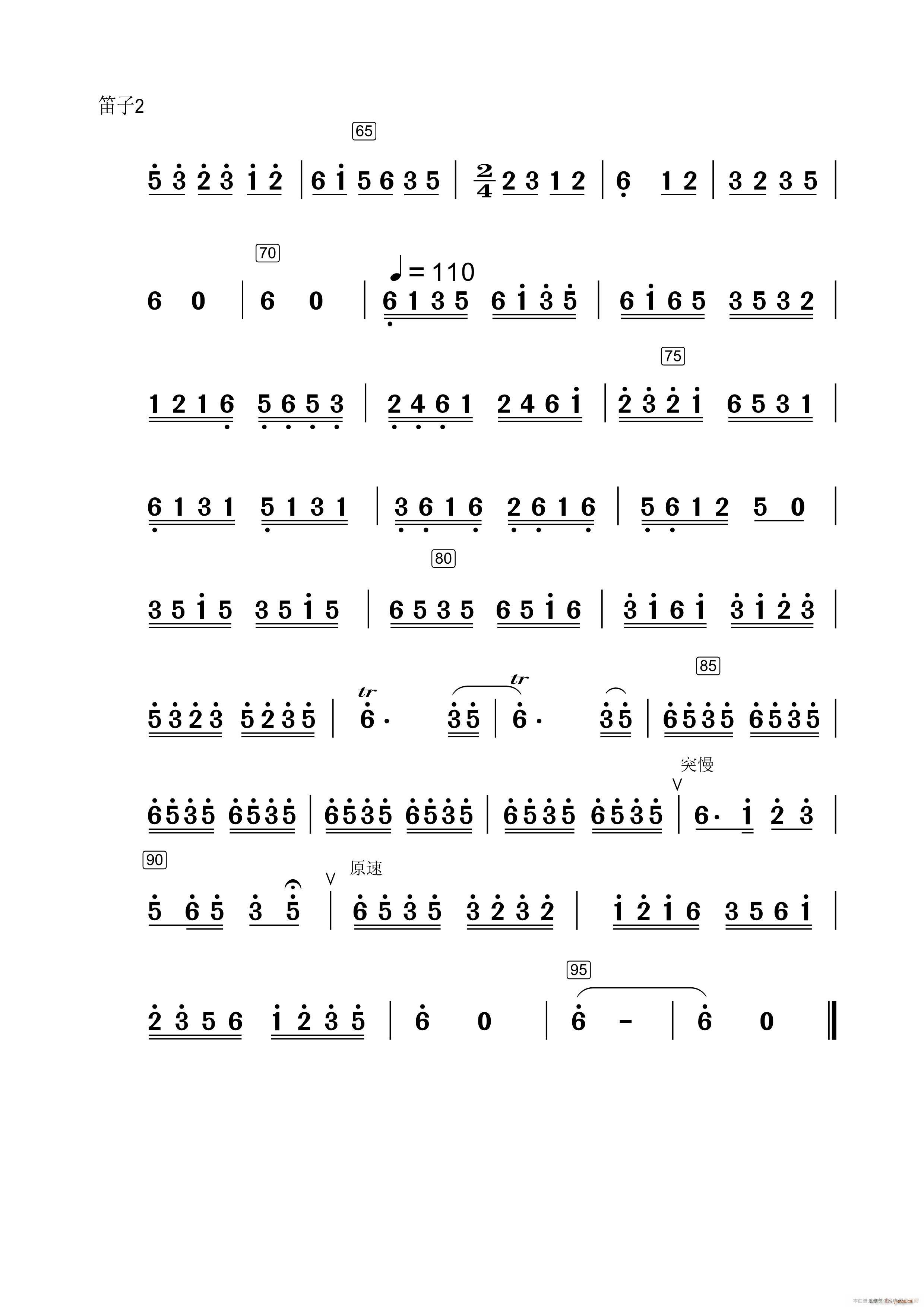 井冈山上太阳红(民乐合奏笛子分谱)2