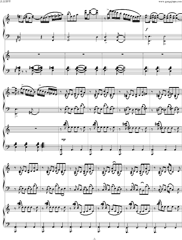 自由探戈（四手联弹）-钢琴谱(钢琴曲)-皮亚佐拉3
