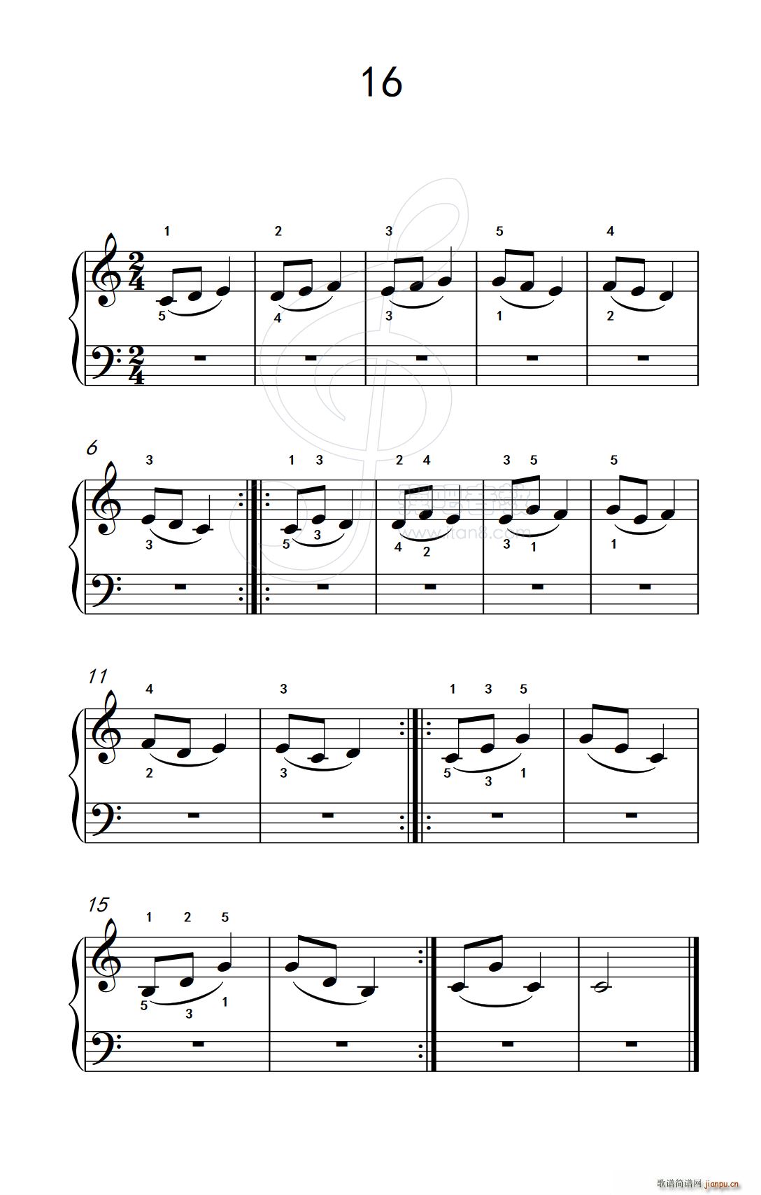 连音练习 16(儿童钢琴手指练习 2)1