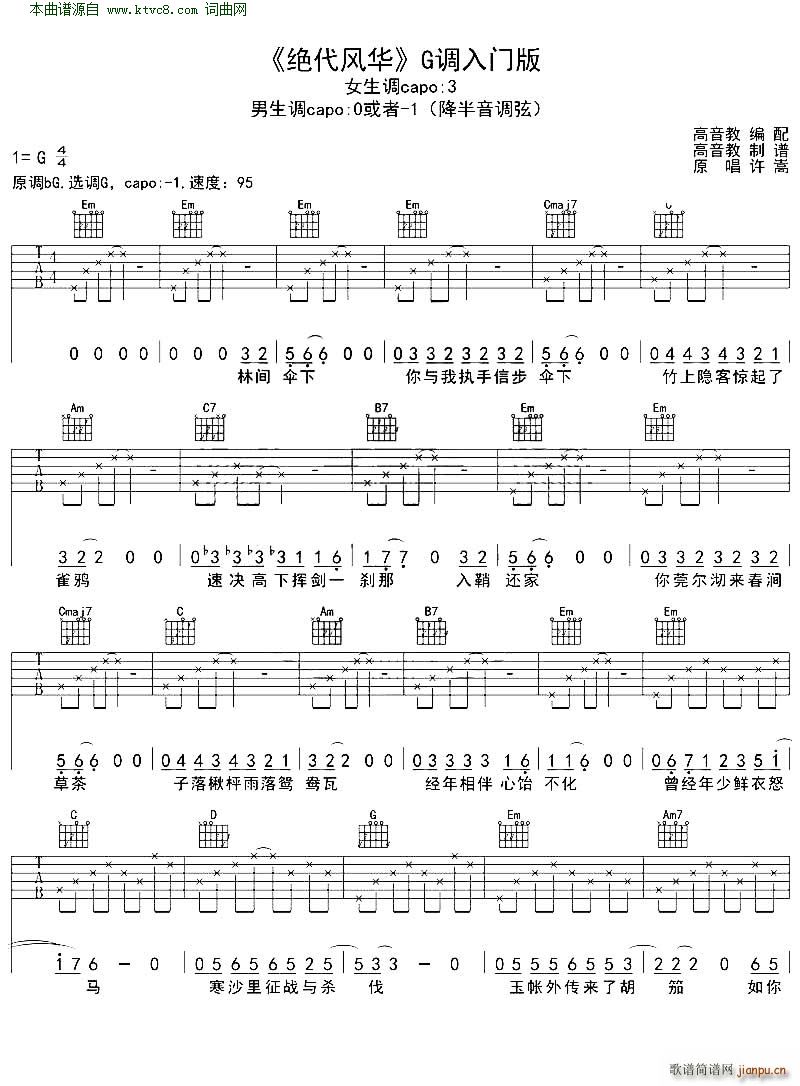 绝代风华(许嵩 G调入门版)_刘珂矣1