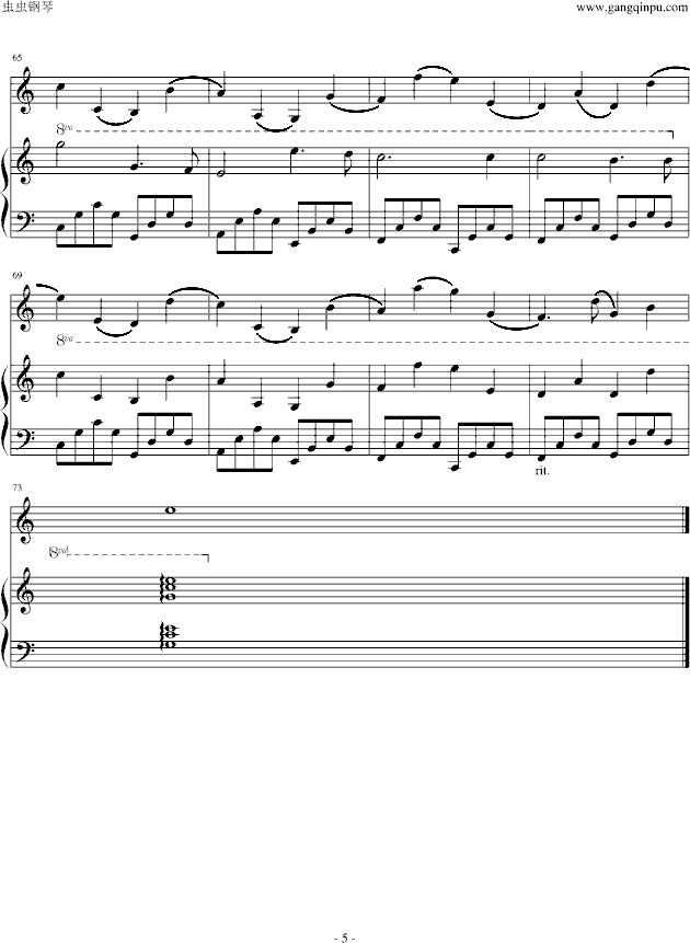 卡农小提琴+钢琴版（动画《金色琴弦》）-钢琴谱(钢琴曲)-帕赫贝尔-Pachelbel5