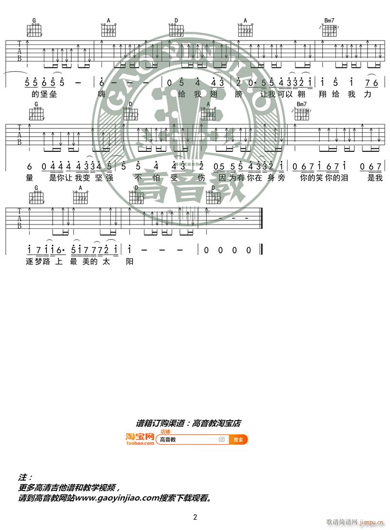 《最美的太阳》 C调入门版 编配 猴哥吉他教学_张杰2