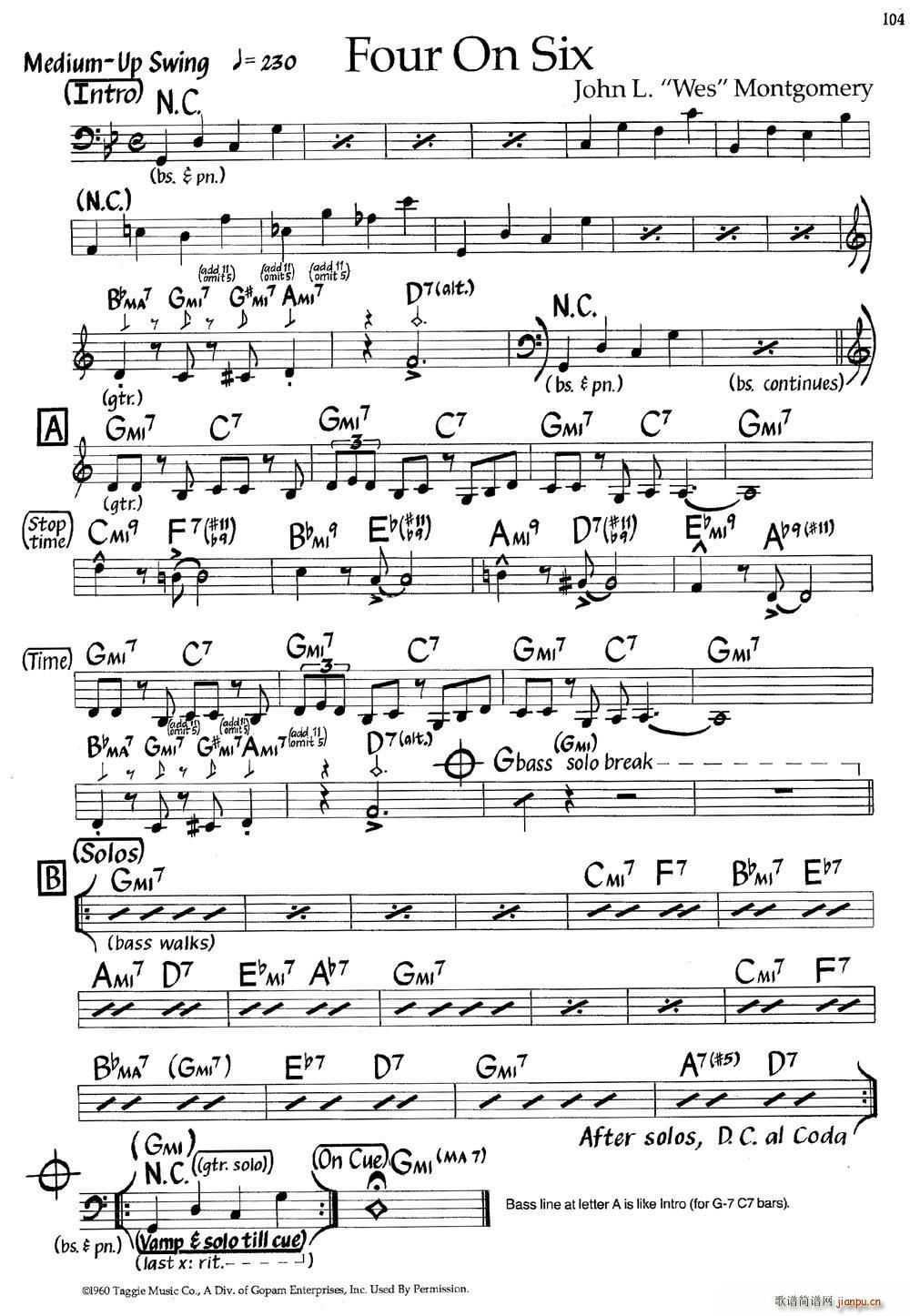 Four On Six(4 6)(爵士钢琴曲)1