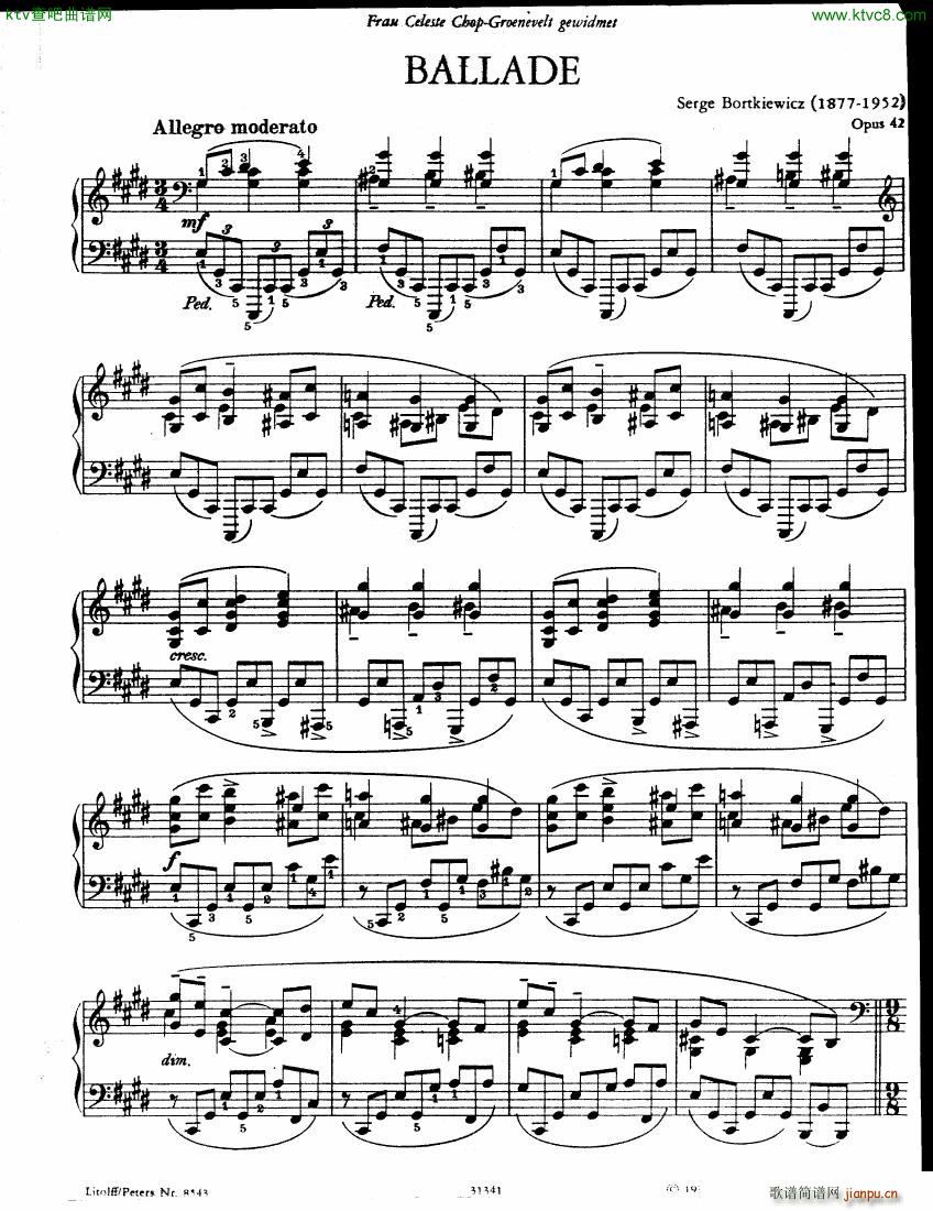 Bortkiewicz Op 42 Ballade and Op 46 Elegie2