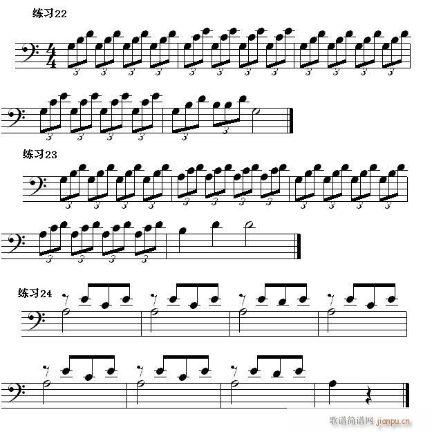 怎样看钢琴 第三节 识读低音部分常见的音乐进行（六）三连音及短长并行的进行3