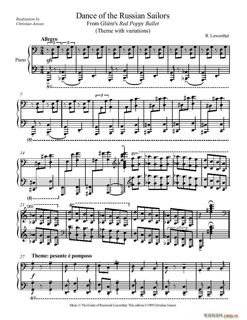 GLIERE (LEWENTHAL-JENSEN)-Russian Sailor s Dance1