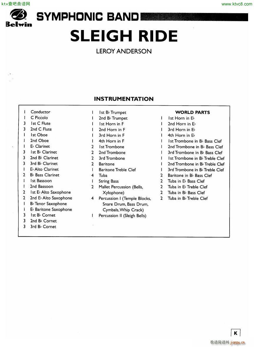Anderson Sleigh Ride full score1