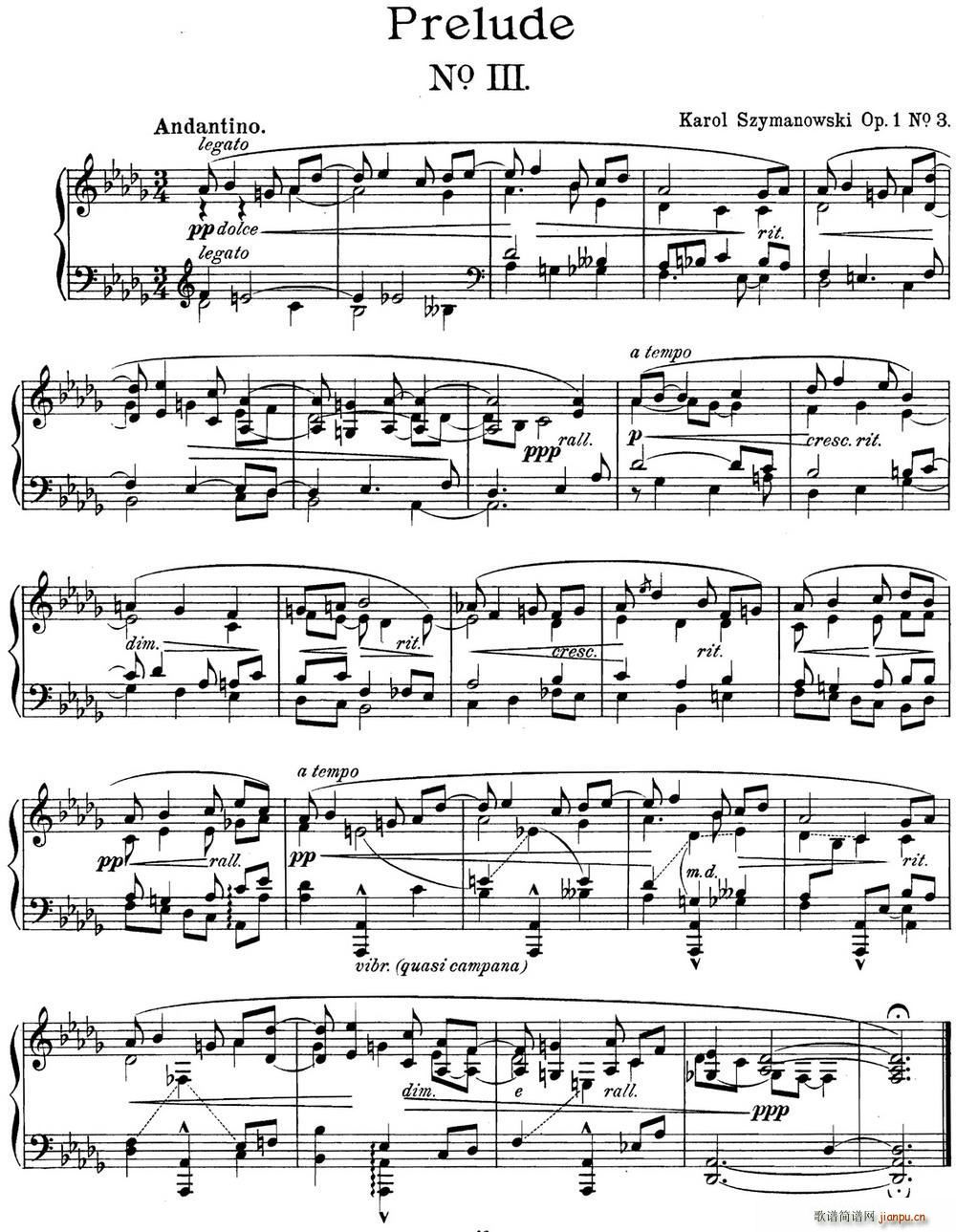 希曼诺夫斯基 9首钢琴前奏曲 Op 1 No 31