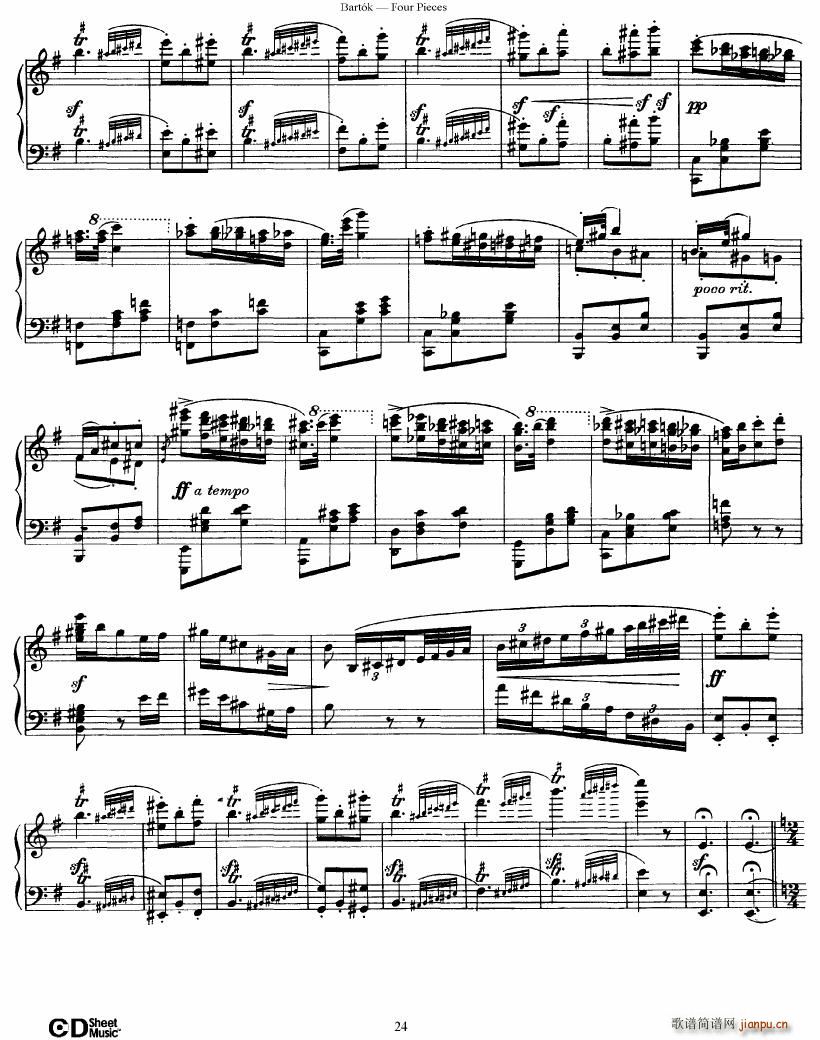 Bartok DD 71 Four Piano Pieces24